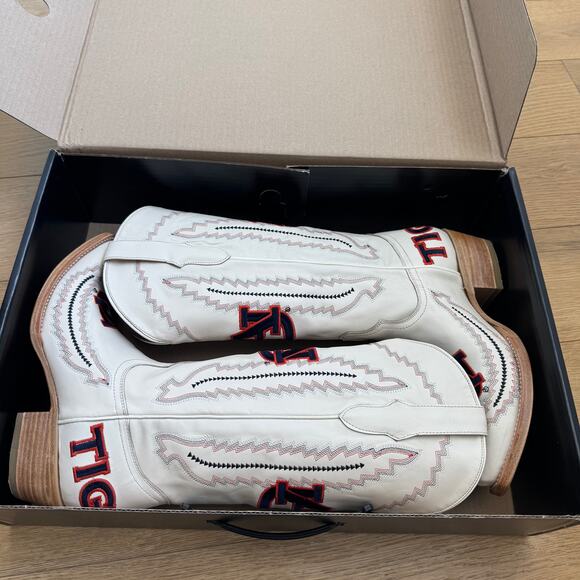 Vaccari Women's Naomi Western Game Day Leather Boots Auburn Tigers -Bone Size 9 - Picture 12 of 16